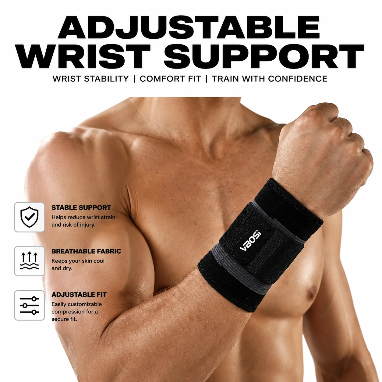 Crossfit Workout Gear - VBOSI Fasce da Polso Regolabili, Supporto